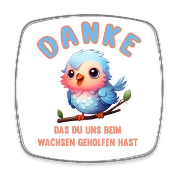 Danke das du uns beim Wachsen geholfen hast! Spatz - Viereckiger Kühlschrankmagnet - Weiß - Vorne