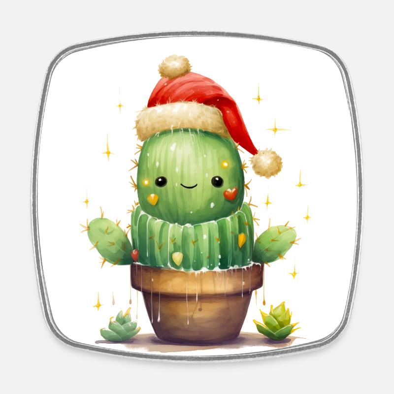 Cactus joyeux de Noël - Magnet carré - blanc