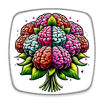 Brain bouquet - Square fridge magnet - white - Front