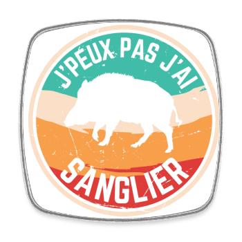 J peux pas j ai Sanglier vintage - Magnet carré - blanc - Devant