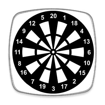 Dartscheibe in schwarz-weiß - Viereckiger Kühlschrankmagnet - Weiß - Vorne