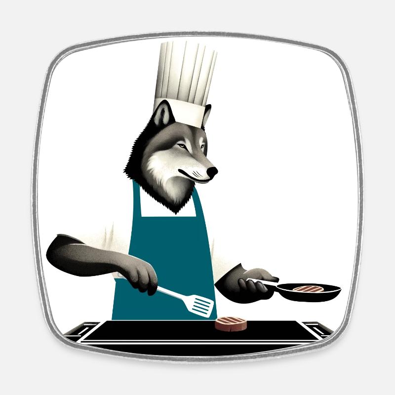 Grill master Wolf - Square fridge magnet - white