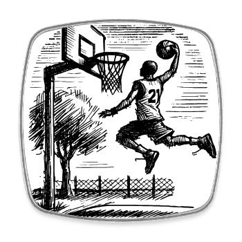 Basketball spieler dunk - Viereckiger Kühlschrankmagnet - Weiß - Vorne