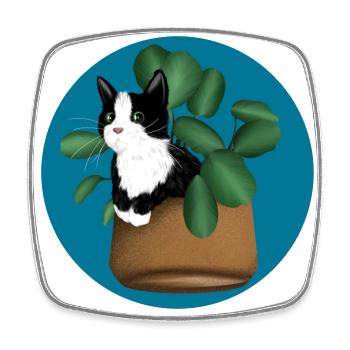 Freche Katze im Blumentopf Blumen Katzenliebhaber - Viereckiger Kühlschrankmagnet - Weiß - Vorne