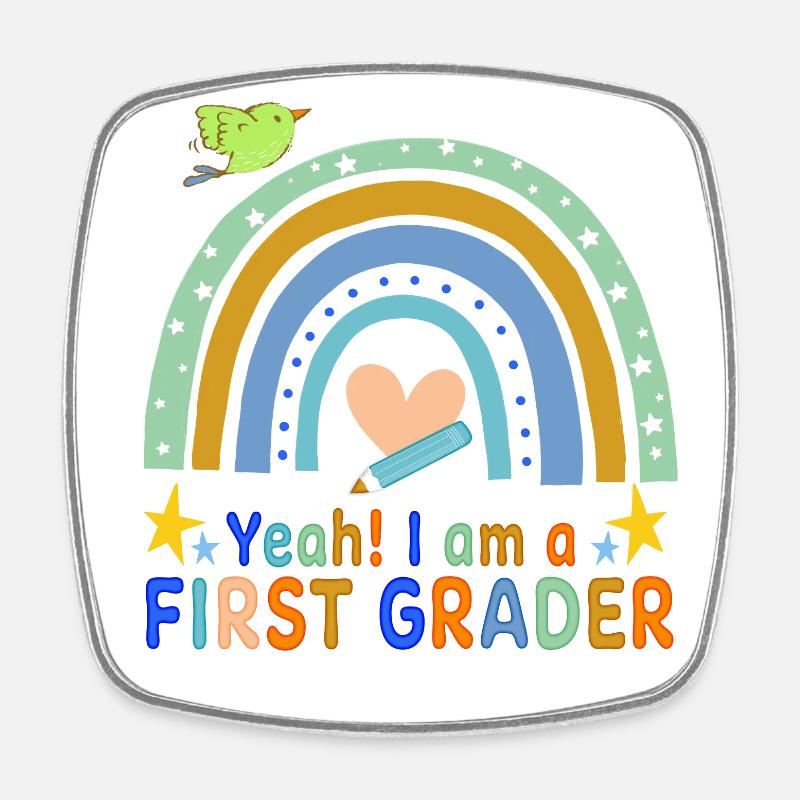 School First Grader - Square fridge magnet - white
