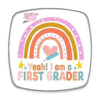 Back to School, First Grade - Square fridge magnet - white - Front