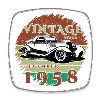 66ème Anniversaire - Classiques - Millésime depuis 12/1958 - Magnet carré - blanc - Devant