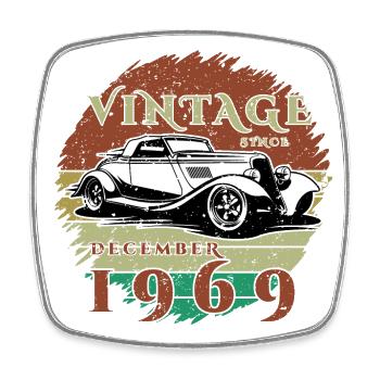 55th Birthday - Classic - Vintage since 12/1969 - Square fridge magnet - white - Front