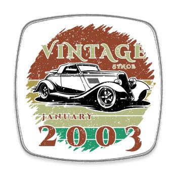 22. Geburtstag - Klassiker - Vintage since 01/2003 - Viereckiger Kühlschrankmagnet - Weiß - Vorne