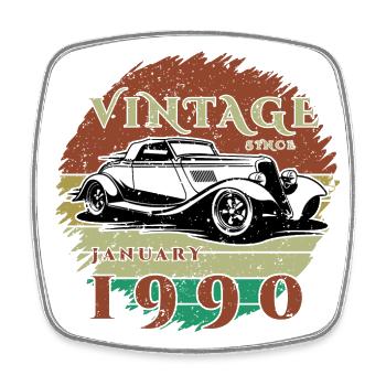 35ème Anniversaire - Classique - Millésime depuis 01/1990 - Magnet carré - blanc - Devant