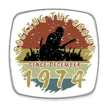 50th Birthday Rocking this planet GIT 12/1974 - Square fridge magnet - white - Front