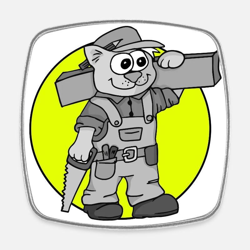 Occupation Carpenter Retro - Square fridge magnet - white