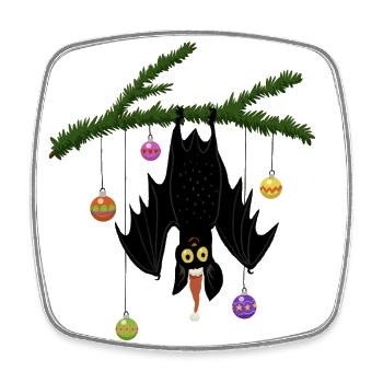 Chauve-souris de Noël - Magnet carré - blanc - Devant