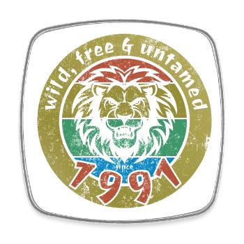 33. Birthday Wild, free & untamed since 1991 - Square fridge magnet - white - Front