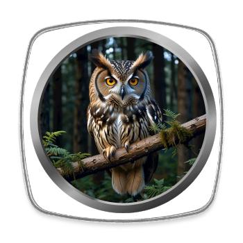 Owl Animal - 5 - Square fridge magnet - white - Front