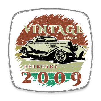 16ème Anniversaire - Classique - Millésime depuis 02/2009 - Magnet carré - blanc - Devant
