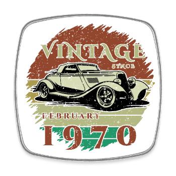 55. Geburtstag - Klassiker - Vintage since 02/1970 - Viereckiger Kühlschrankmagnet - Weiß - Vorne
