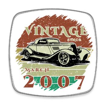 18ème Anniversaire - Classique - Millésime depuis 03/2007 - Magnet carré - blanc - Devant