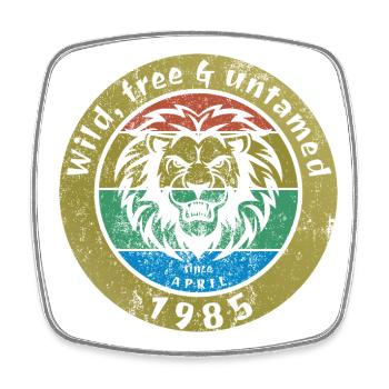 40ème Anniversaire Sauvage, libre et indompté depuis 04/1985 - Magnet carré - blanc - Devant