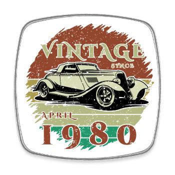 45ème Anniversaire - Classique - Millésime depuis 04/1980 - Magnet carré - blanc - Devant