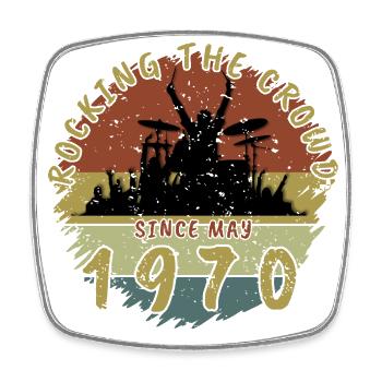 55th Birthday Rocking the crowd DRM 05/1970 - Square fridge magnet - white - Front