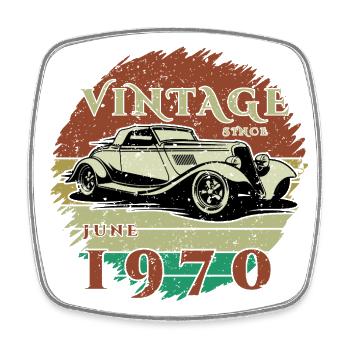 55. Geburtstag - Klassiker - Vintage since 06/1970 - Viereckiger Kühlschrankmagnet - Weiß - Vorne