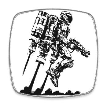 Science-Fiction Jetpack – Die Zukunft ruft! - Viereckiger Kühlschrankmagnet - Weiß - Vorne