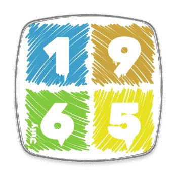 60. Geburtstag Farbige Patches since 07/1965 - Viereckiger Kühlschrankmagnet - Weiß - Vorne