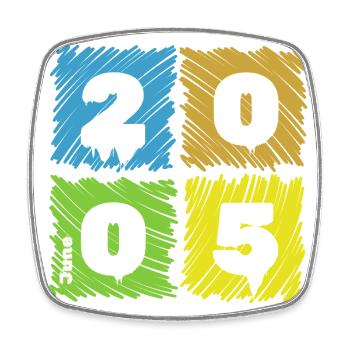 20. Geburtstag Farbige Patches since 06/2005 - Viereckiger Kühlschrankmagnet - Weiß - Vorne