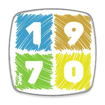 55. Geburtstag Farbige Patches since 07/1970 - Viereckiger Kühlschrankmagnet - Weiß - Vorne