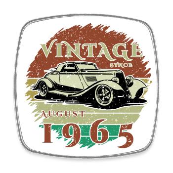 60ème Anniversaire - Classique - Millésime depuis 08/1965 - Magnet carré - blanc - Devant