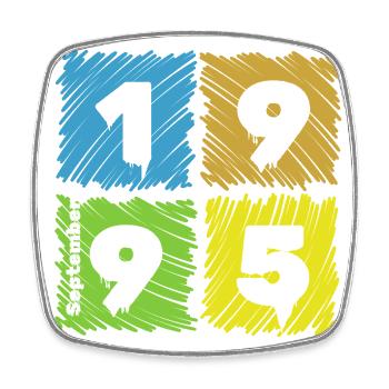30. Écussons Geburtstag Farbige depuis 09/1995 - Magnet carré - blanc - Devant