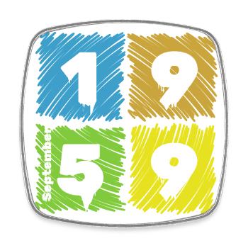 66. Geburtstag Farbige Patches since 09/1959 - Viereckiger Kühlschrankmagnet - Weiß - Vorne