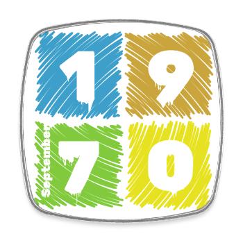 55. Geburtstag Farbige Patches since 09/1970 - Viereckiger Kühlschrankmagnet - Weiß - Vorne
