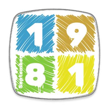 44. Geburtstag Farbige Patches since 09/1981 - Square fridge magnet - white - Front