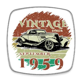66ème Anniversaire - Classiques - Millésime depuis 09/1959 - Magnet carré - blanc - Devant
