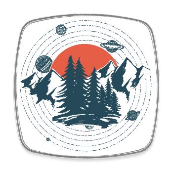 Graphique Planètes et montagnes - Magnet carré - blanc - Devant