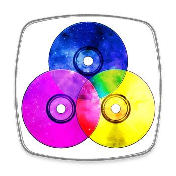 Colourful CDs (triangle) - Square fridge magnet - white - Front