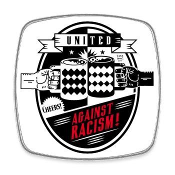 united against racism - Square fridge magnet - white - Front