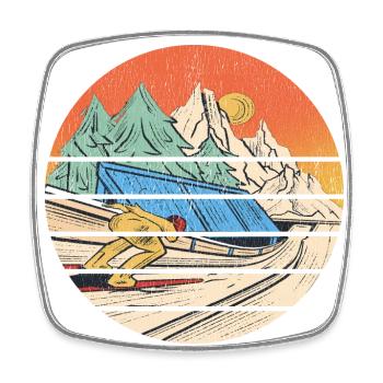 Skispringer Figur Skispringen Geschenk Skifliegen - Viereckiger Kühlschrankmagnet - Weiß - Vorne