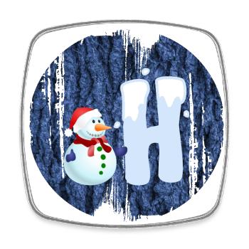 bonhomme de neige h - Magnet carré - blanc - Devant