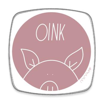 Oink / Schwein / Comic by minavi - Viereckiger Kühlschrankmagnet - Weiß - Vorne