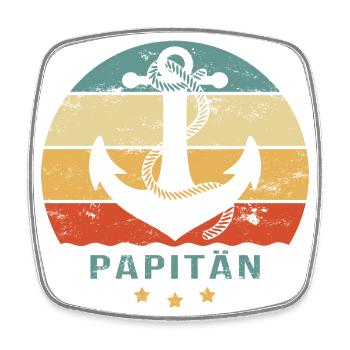 PAPITÄN Papa ist der Kapitän Vatertag Geschenkidee - Viereckiger Kühlschrankmagnet - Weiß - Vorne
