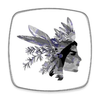 Indian shaman with a plume of herbs - Square fridge magnet - white - Front