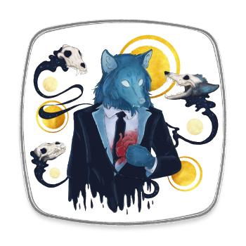 Blue Ink Spirits - A Wolf Heart Whisper - Square fridge magnet - white - Front