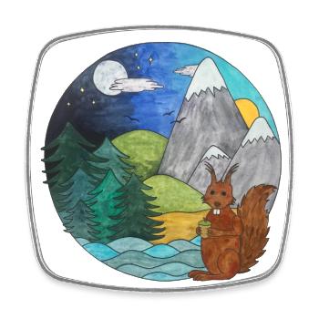 Landscape Squirrel Outdoor Nature Lovers - Square fridge magnet - white - Front