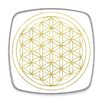 Flower of Life No.1 gold - Square fridge magnet - white - Front