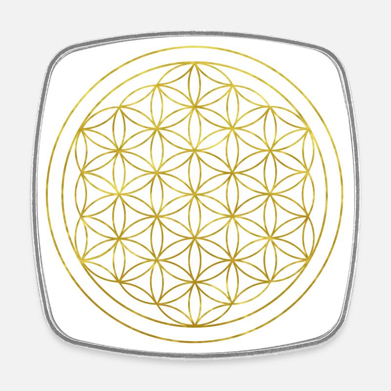 Fleur de Vie n°1 or - Magnet carré - blanc