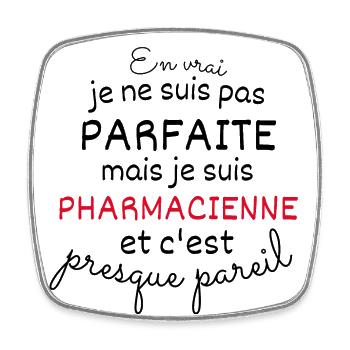 In real not perfect but pharmacist - Square fridge magnet - white - Front