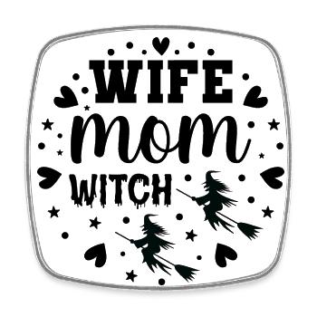 Wife Mom Witch Halloween Hexe - Viereckiger Kühlschrankmagnet - Weiß - Vorne